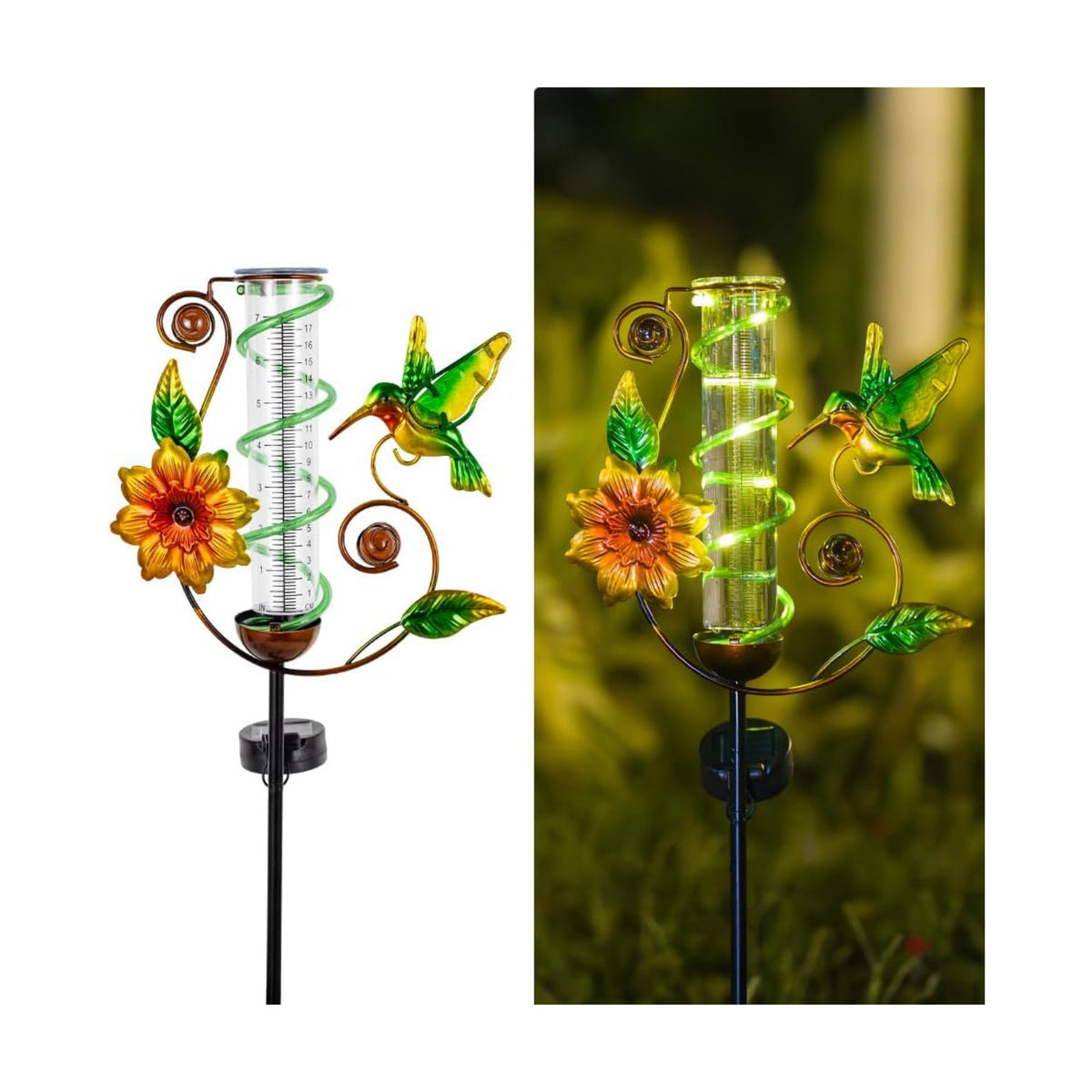 Solar Rain Gauge Outdoor, Hummingbird Rain Gauges