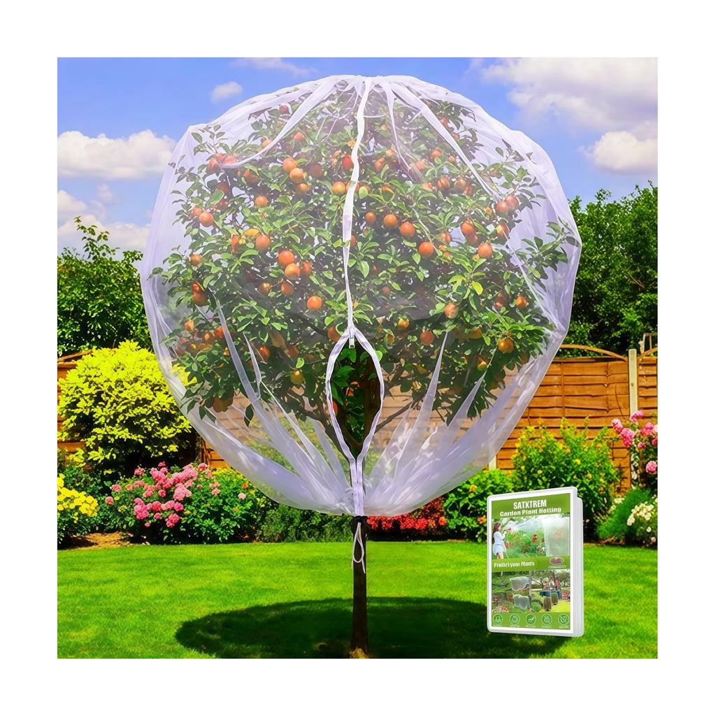 Drawstring & Zipper 2 Pack 8x8 FT Fruit Tree Netting Cover - Easy Install - Reusable Bird Netting for Blueberry
