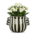 Ceramic Planter Pot Modern Striped Triple Handle Flower Pot No Drainage
