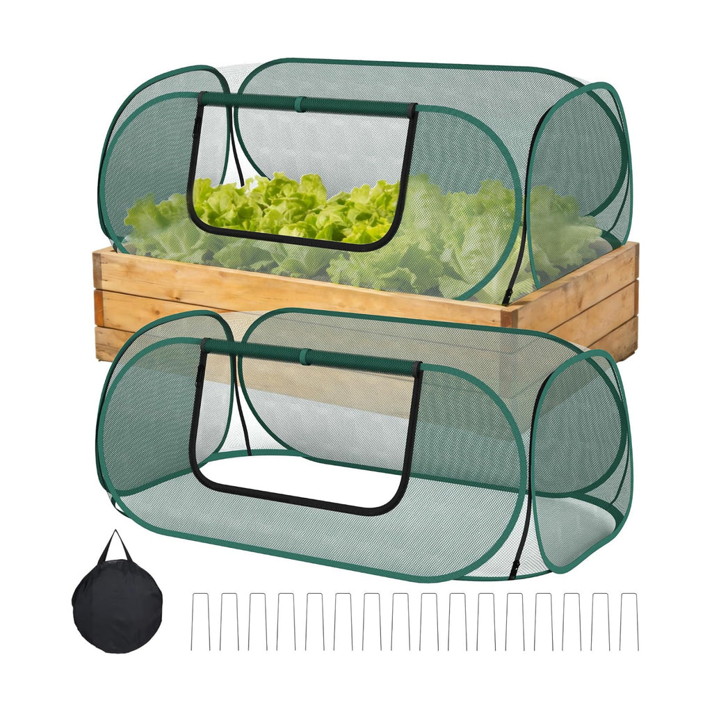 2-Pack Raised Garden Bed Covers, 45" x 22" x 17" Mesh Crop Cage, Pop-Up Plants Cover with 30% Shade Cloth for Seedlings