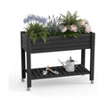 21 Gallon Raised Garden Bed with Legs and Wheels, Raised Planter Box with Drainage Plug and Gauge, Lower Shelf for