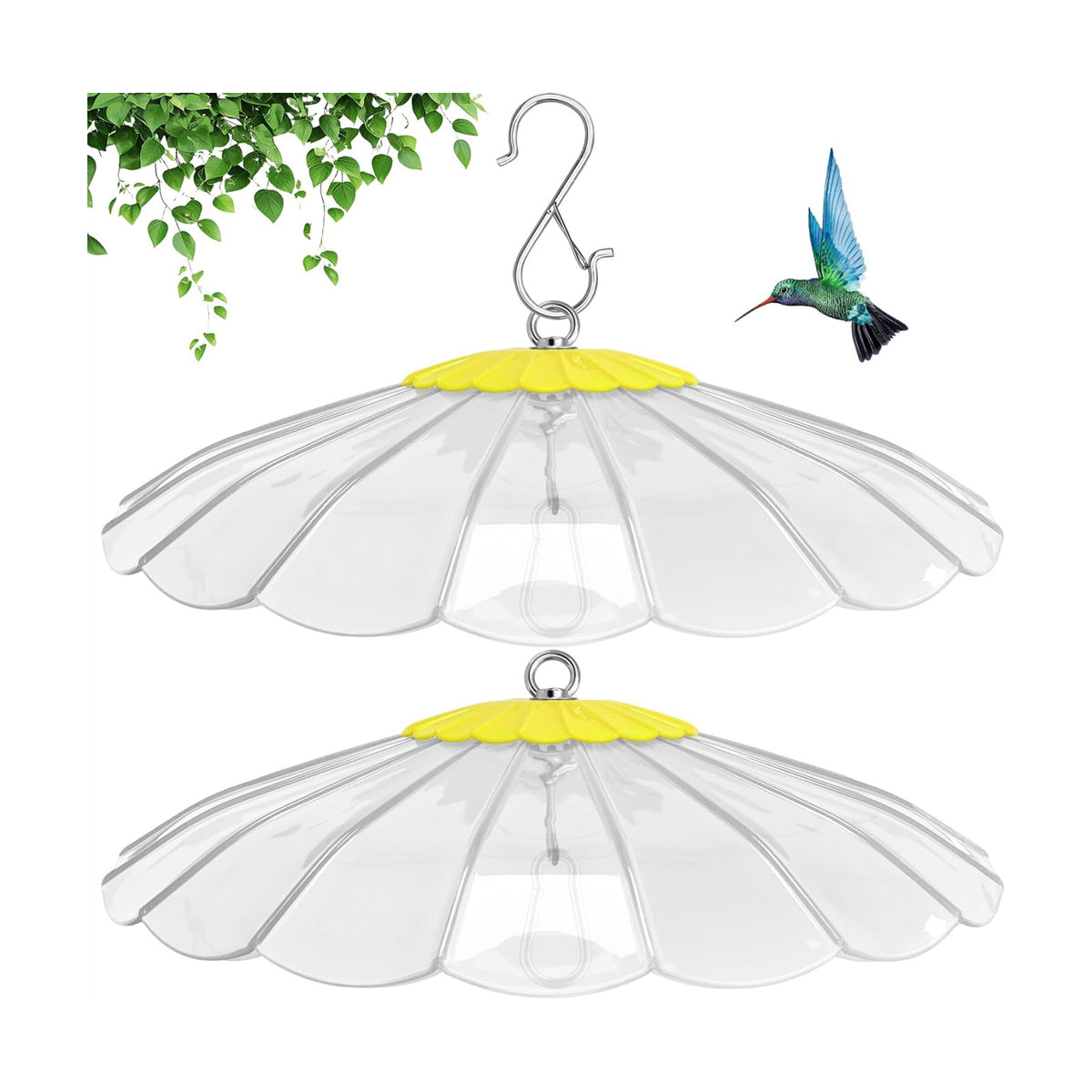 13.5-Inch Hummingbird Feeder Shade Dome Cover,Bird Feeder Rain Cover & Squirrel Shield, Weather Guard with Hanging Bird Feeders,Squirrel Proof for Shepherd's Hook Outdoors(Clear White) 2 Pack