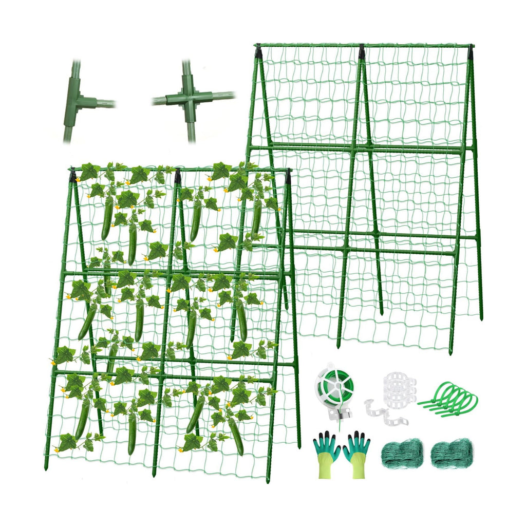 2 Packs Cucumber Trellis for Raised Beds, 31 X 47 Inch Adjustable Size A-Frame Garden Trellis for Climbing Plant