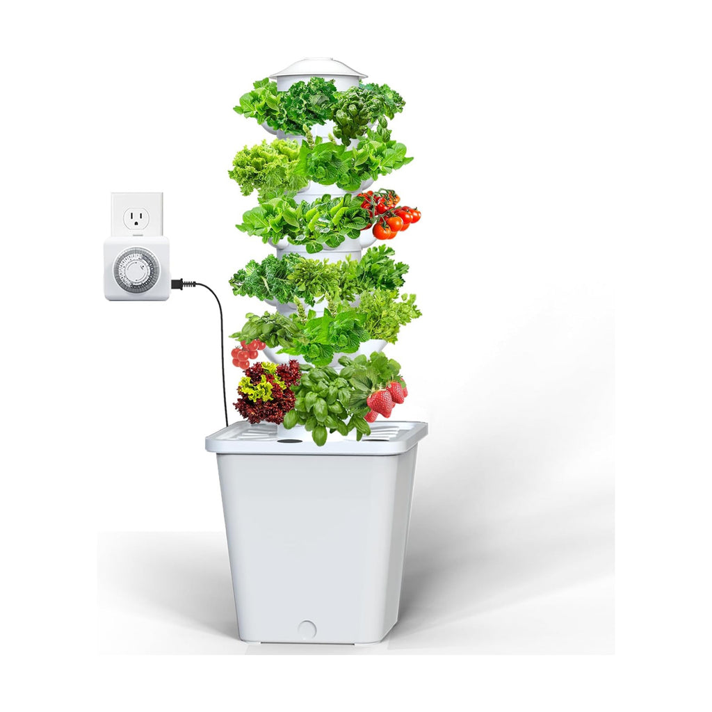 Hydroponics Growing System, 30-Plant Indoor Hydroponic Tower with Pump System, Plants Germination Kit, Smart Aeroponic