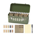 Orionstar Metal Seed Storage Organizer Box with 30 Bottles, 4-Compartment | Heavy-Duty Steel, 30 Plastic Bottles &