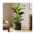 LE TAUCI 12 Inch Pots for Plants, Ceramic Planter with Saucer, Forest Green