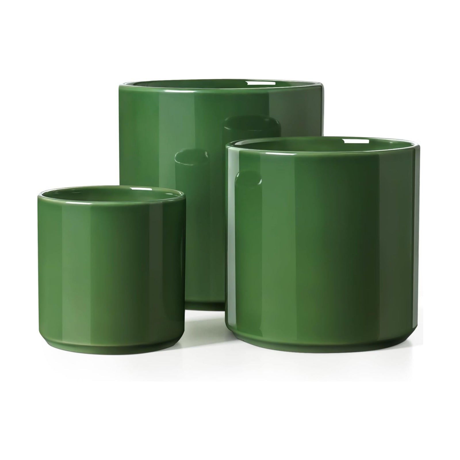 LE TAUCI 10+8+6 Inch Ceramic Pots for Plants, Indoor Planters with Drainage Hole and Plug, Modern Cylinder Flower Pots