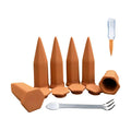 Large Clay Watering Spikes with Lids, Olla Spikes | 6 Pack Self-Watering Stakes for Indoor & Outdoor Planters