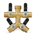 4 Way Hose Splitter, Heavy Duty Brass Garden Hose Splitter, Water Hose Bib Spigot Splitter with 0.59" Full Flow Ball