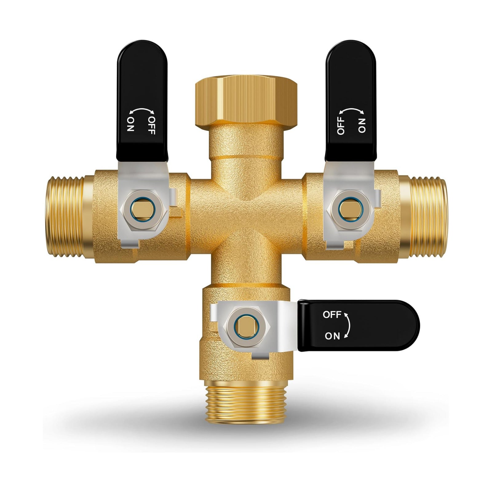 Garden Hose Splitter, 3 Way Heavy Duty Brass hose splitter, Water Hose Bib Spigot Splitter with 0.59" Full Flow Ball