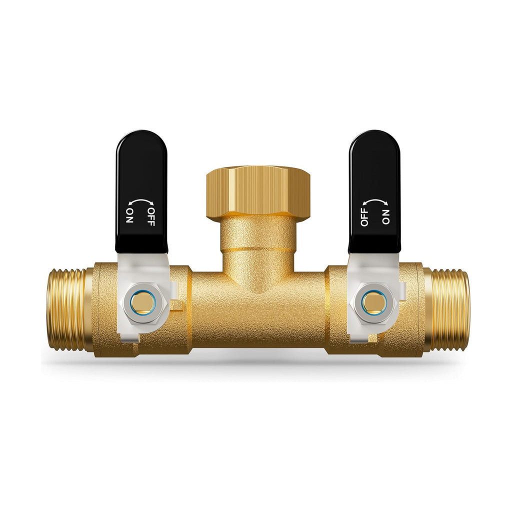 Hose Splitter 2 Way, Heavy Duty Brass Garden Hose Splitter, Water Hose Bib Spigot Splitter with 0.59" Full Flow Ball