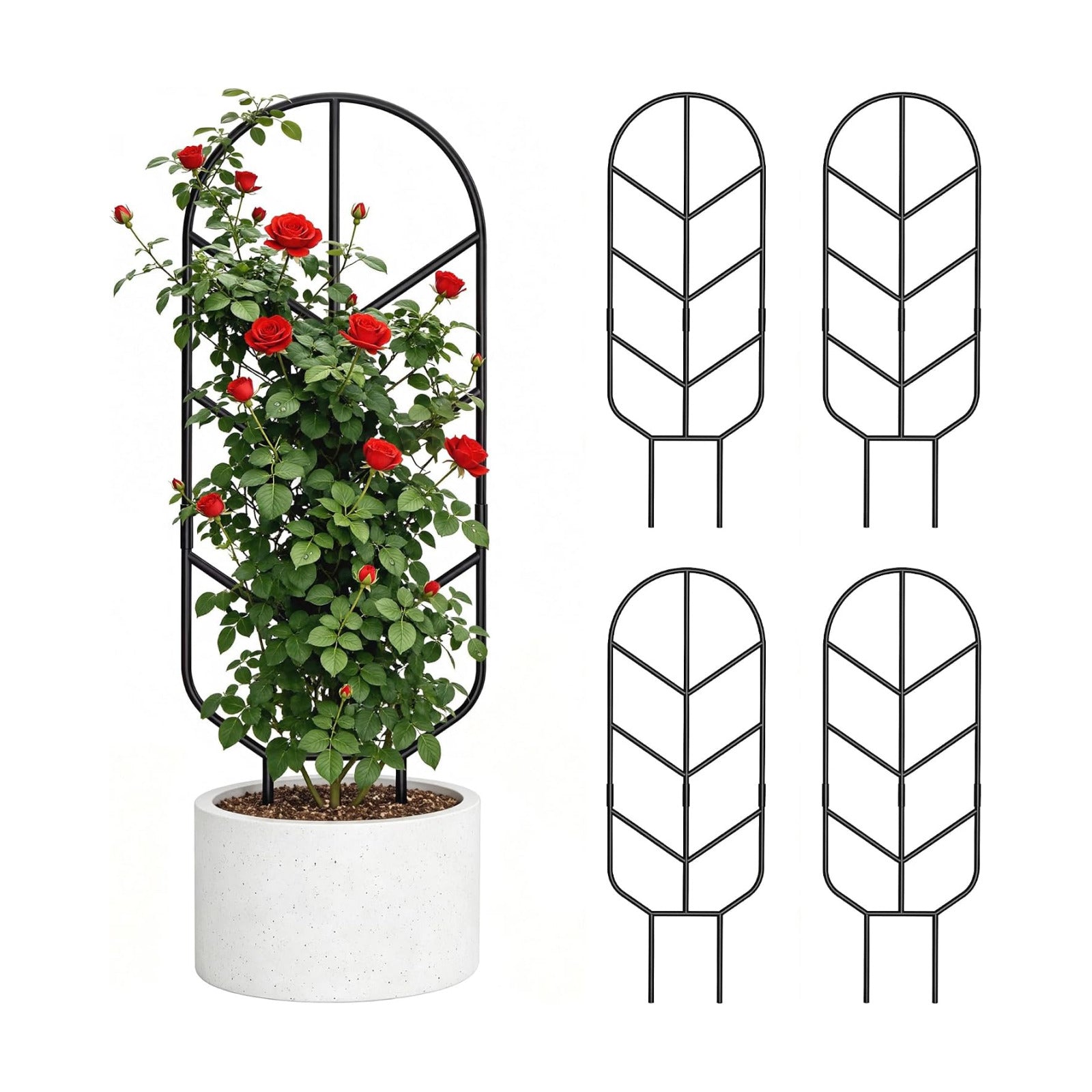 4 Pack 30'' Large Metal Plant Trellis for Climbing Plants, Tall Plant Support for Indoor & Outdoor Use, Modern