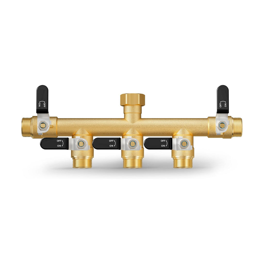 Garden Hose Splitter, 5 Way Heavy Duty Brass hose splitter, Water Hose Bib Spigot Splitter with 0.59" Full Flow Ball