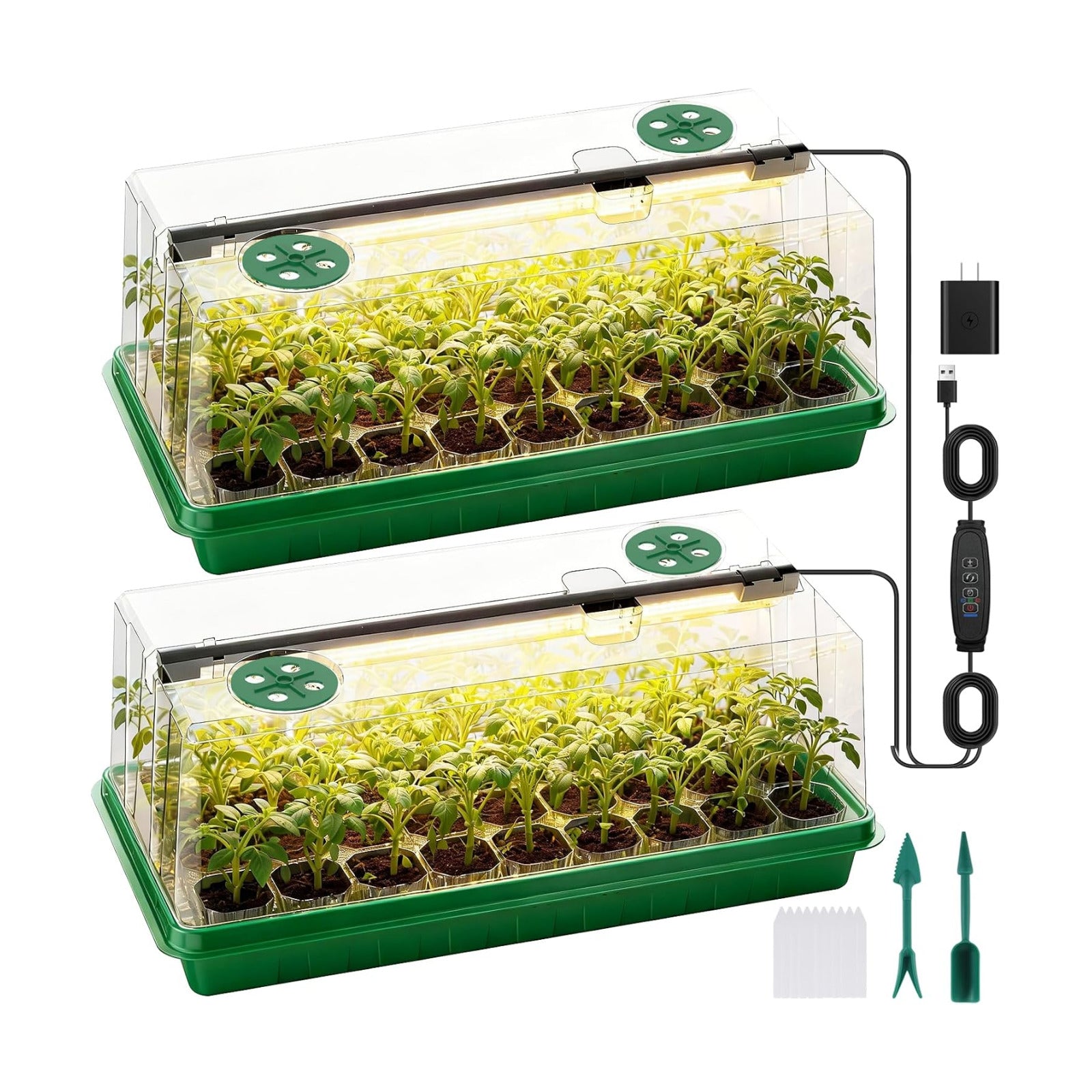 72 Cells Seed Starter Tray with Grow Light, Seed Starter Kit Full Spectrum with 5 Dimmable Brightness & Timer, Indoor