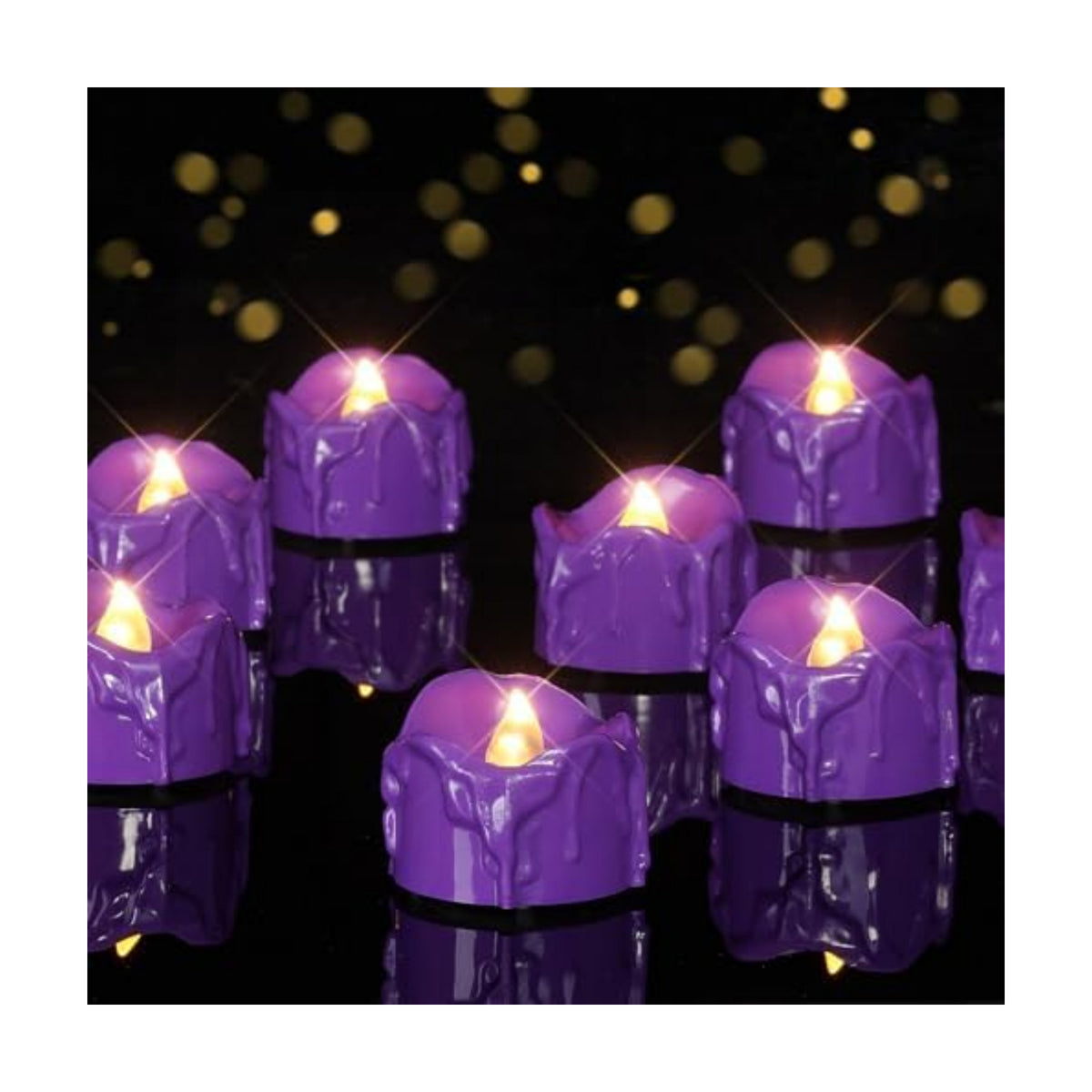 Homemory 12Pcs Halloween Purple Dripping Flameless LED Candles,1.58"x 1.2"