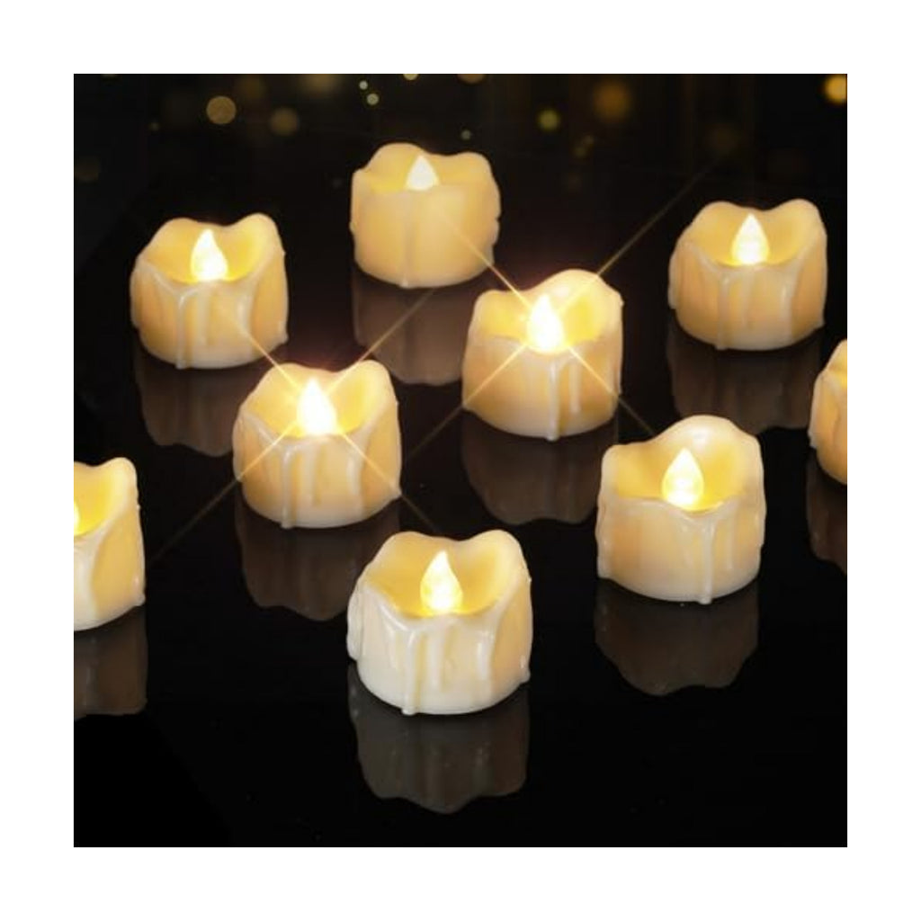 Homemory 24Pack Dripping Flameless LED Tea Lights,1.58"x 1.2",White Body