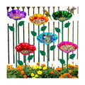 LemonRoad 6 Pcs Metal Bird Baths for Outdoors Flower Pattern Bird Bath Feeders with Metal Stake for Garden Yard Lawn