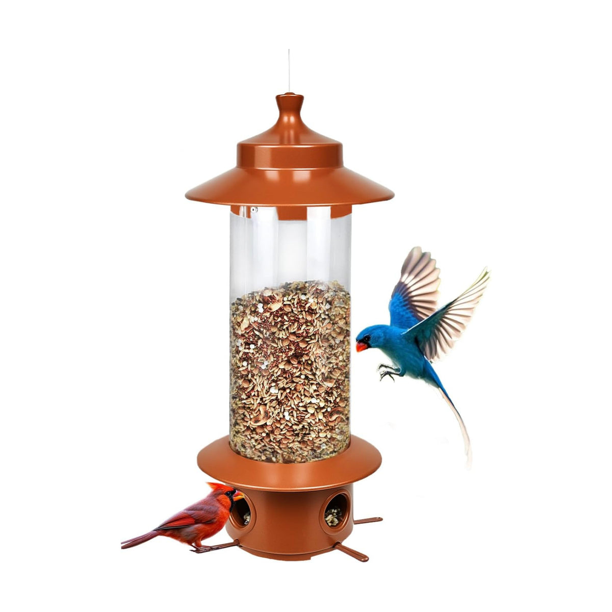 Squirrel Proof Bird Feeders for Outdoor: 4.8LB Large Capacity Hanging Bird Feeder, Weight-Activated Mechanism Wild Bird Feeders, Chew-Proof Metal Birdfeeder for Finch Cardinal Chickadee