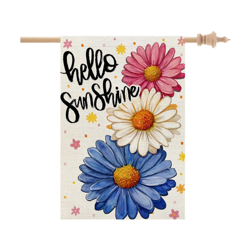 CROWNED BEAUTY Sunshine Floral Daisy House Flag for Outside 28x40 Inch