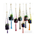 7-Pack Plant Pot Hanger,Indoor Pot Holder, Boho Decor,33“, Green Blue Orange Purple Blue Yellow Pink (No Pot & Plant)