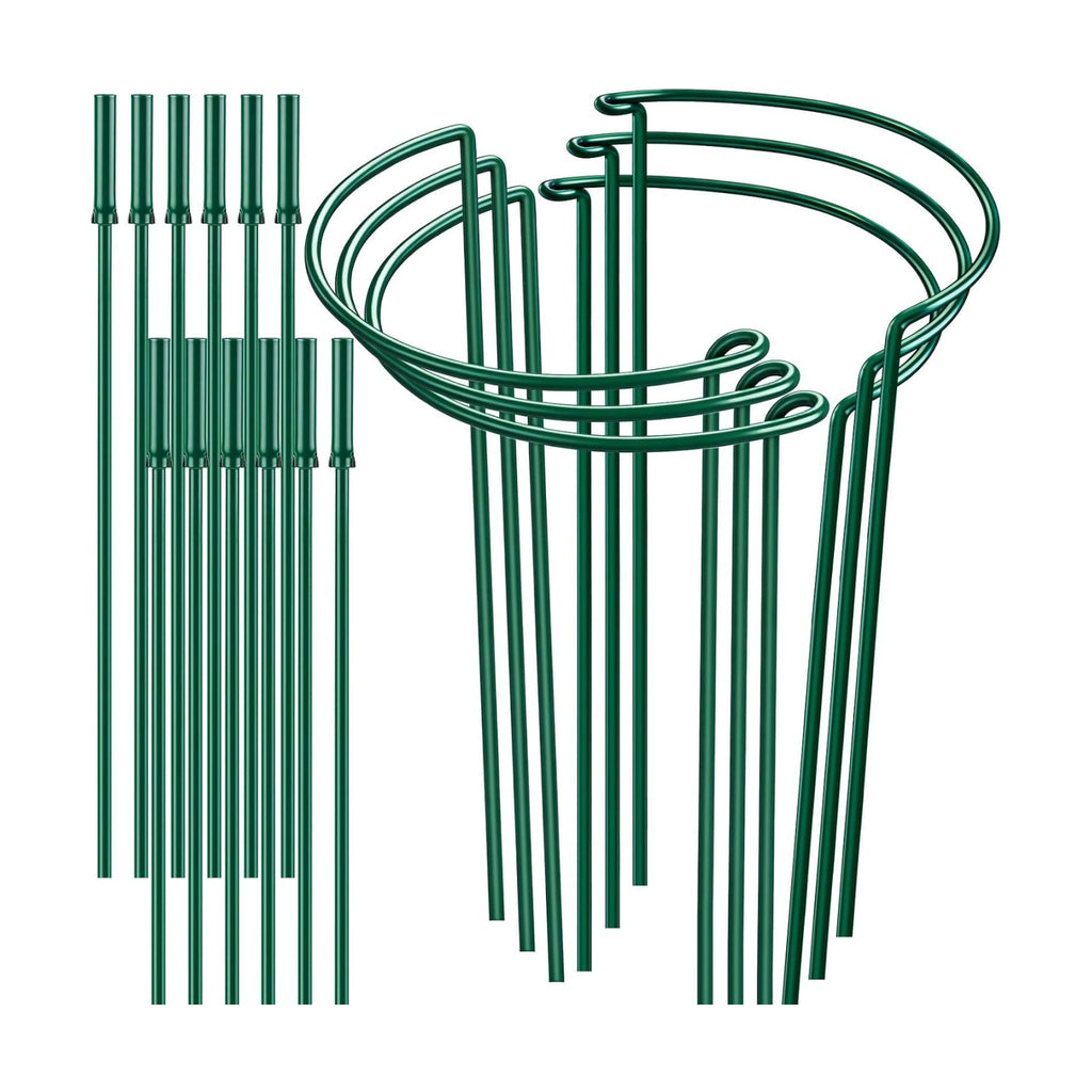 6 Pack 32 or 16 inch Adjustable Plant Support Stakes, Heavy-Duty Half Round Peony Support, Garden Plant Stakes Cage for
