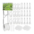 24 Pack Tomato Roller Hooks with 49.2 Feet String and 240 Pcs Clips for Tomato Support Trellis, Grape, Climbing Plants