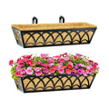24 Inch Railing Planter Box Window Boxes Planters - 2 Pack Deck Railing Planter Boxes with Adjustable Brackets Coco