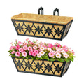 16 Inch Window Boxes Planters Railing Planter Box - 2 Pack Deck Railing Planter Boxes with Adjustable Brackets Coco