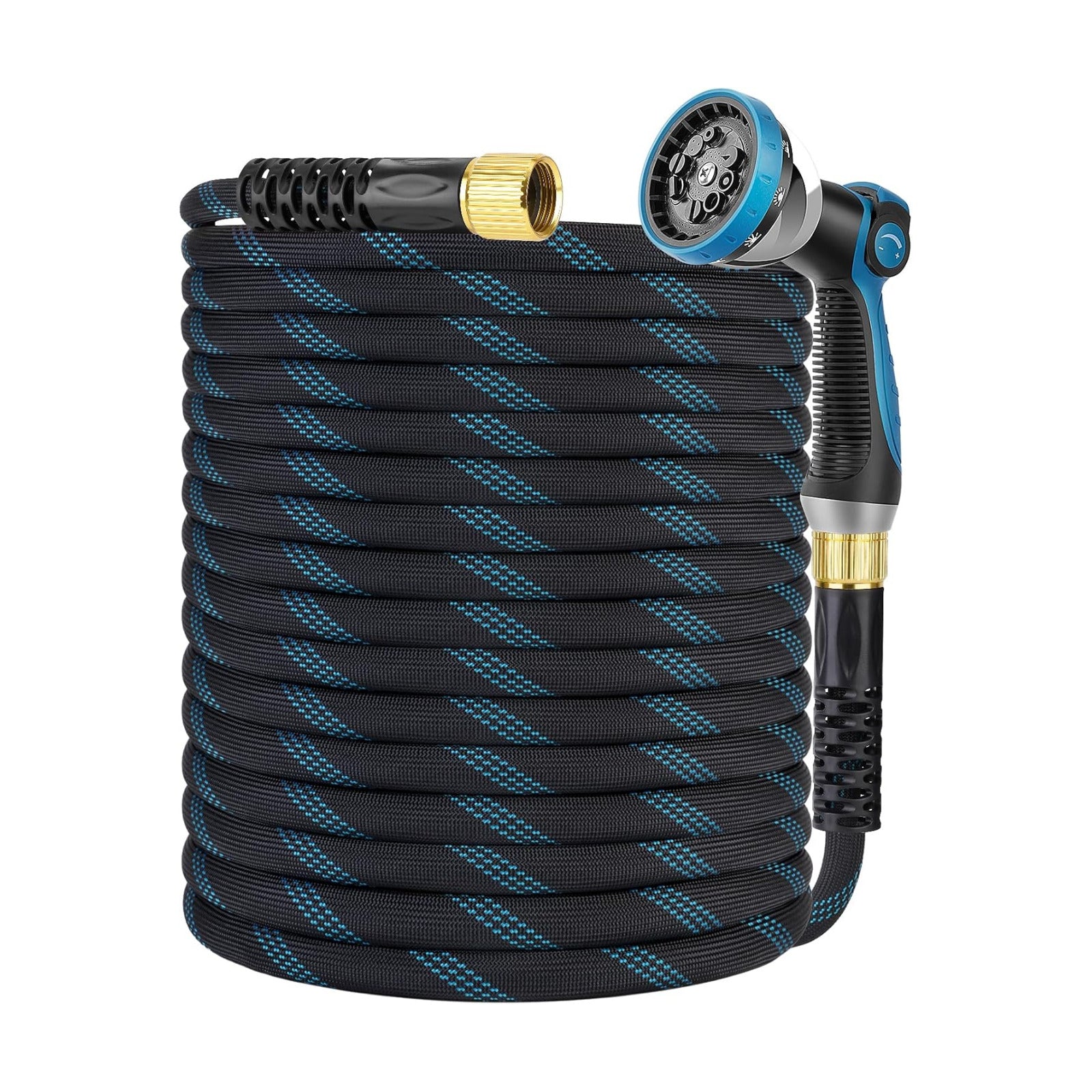 Non-Expanding Garden Hose 50 ft, Kink Free Flexible Water Hose with 10-Pattern Spray Nozzle, Lightweight Hose Pipe