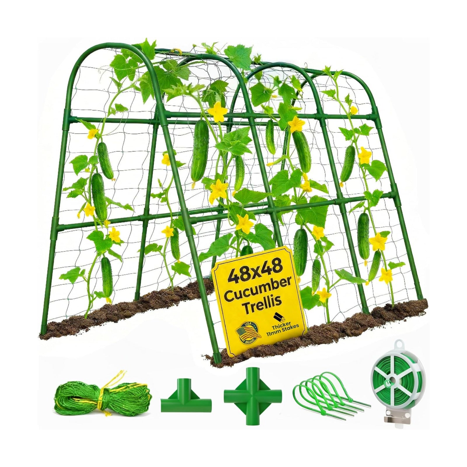 48x48 Cucumber Trellis for Raised Bed - U Shape Vegetable Garden Trellis for Climbing Plants Outdoor - Support for