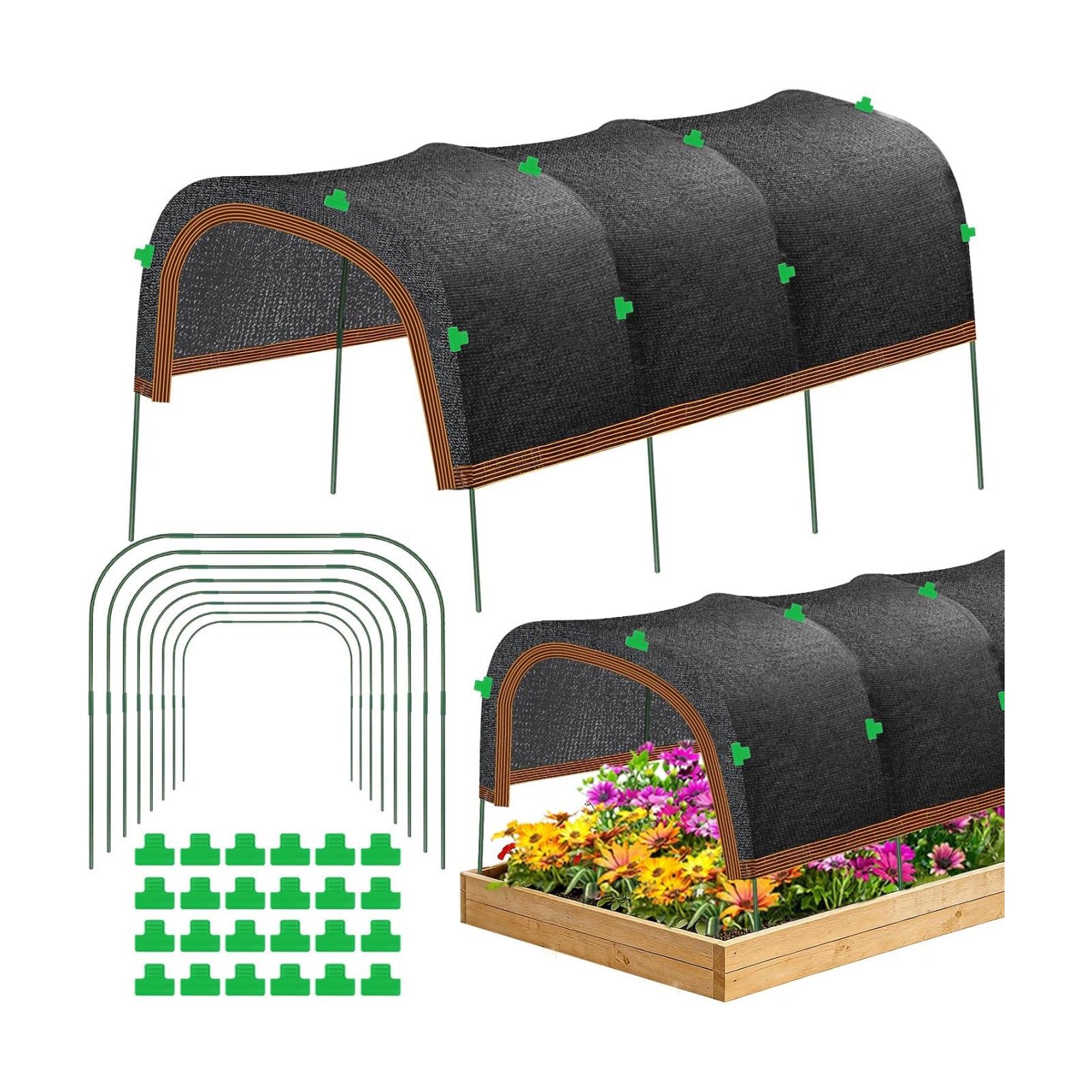 KJX 2 Pack 79"x40" Garden Shade Kit, 70% Garden Sun Shade Cloth with Hoops | Garden Shade Kit for Plants Heat