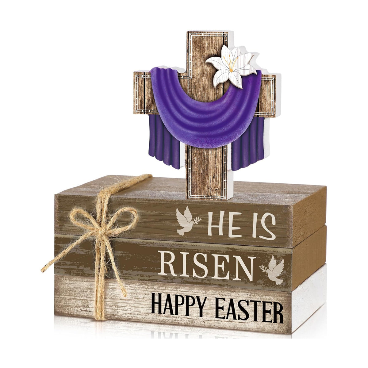 4 Pcs Table Decorations Tiered Tray Decorations Mini Wooden Books Signs for Office Shelf Classroom Tabletop Bookshelf(Easter)