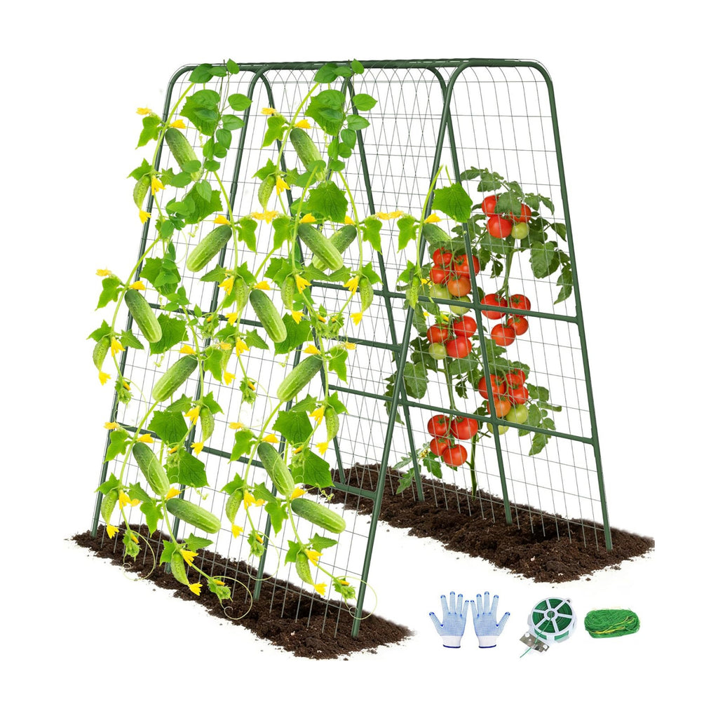 Cucumber Trellis for Raised Bed, 63" Heavy Duty U-Shape Garden Trellis for Climbing Plants Outdoor, Rustproof Plastic