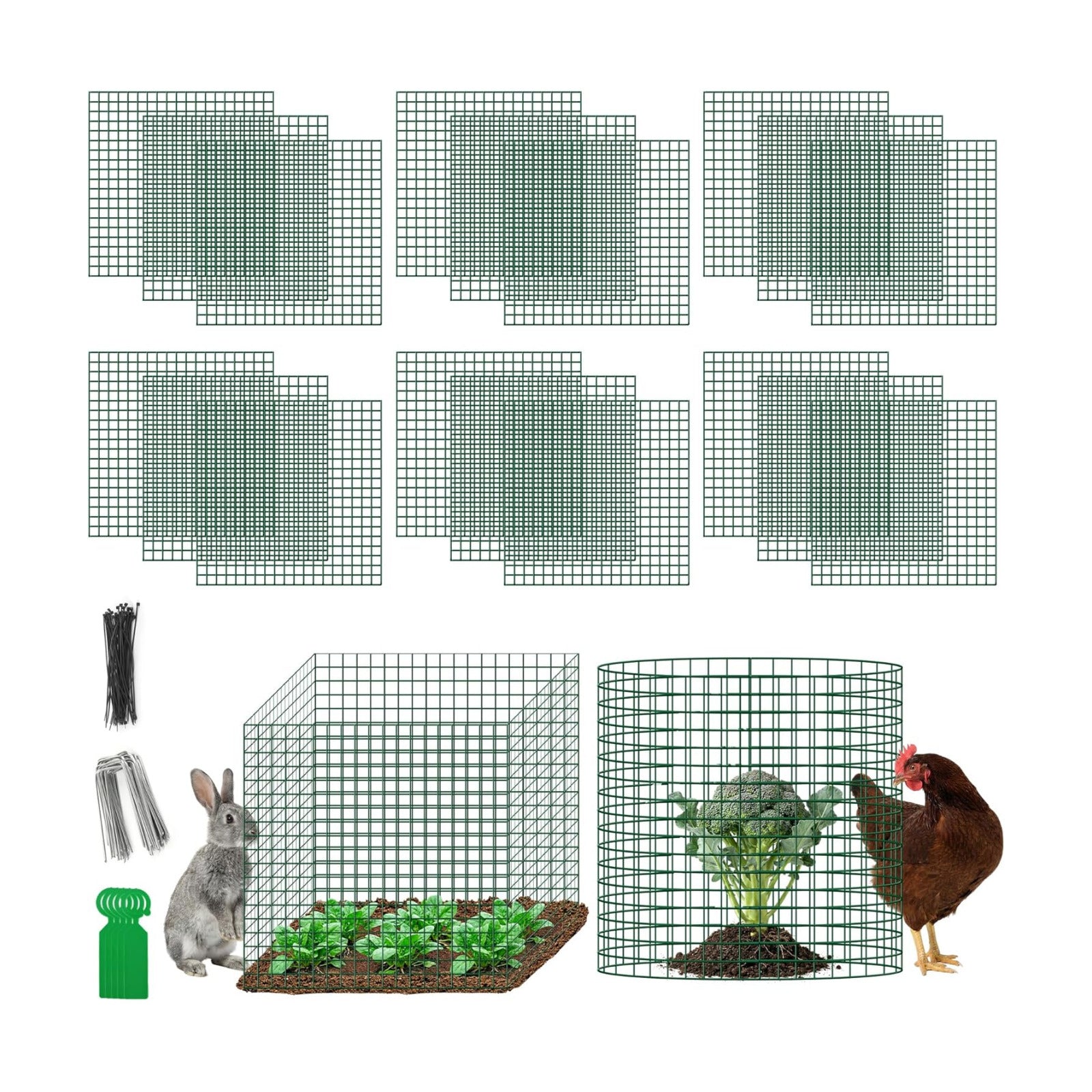 Plant Protectors from Animals - DIY Reusable Plant Cages for Outdoor Plants, Square Mesh Plant Covers Kits, 12"x12"