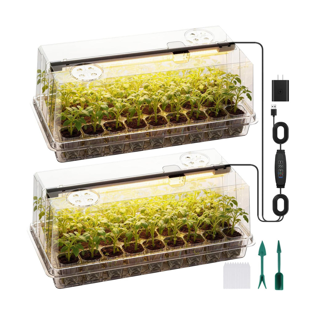 72 Cells Seed Starter Tray with Grow Light, Seed Starter Kit Full Spectrum with 5 Dimmable Brightness & Timer, Indoor