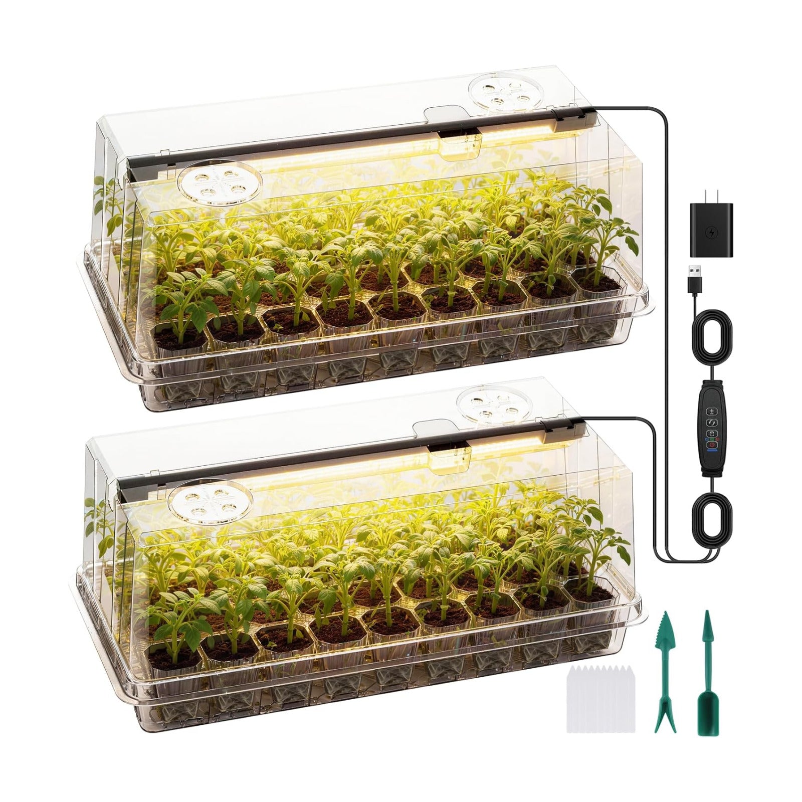 72 Cells Seed Starter Tray with Grow Light, Seed Starter Kit Full Spectrum with 5 Dimmable Brightness & Timer, Indoor