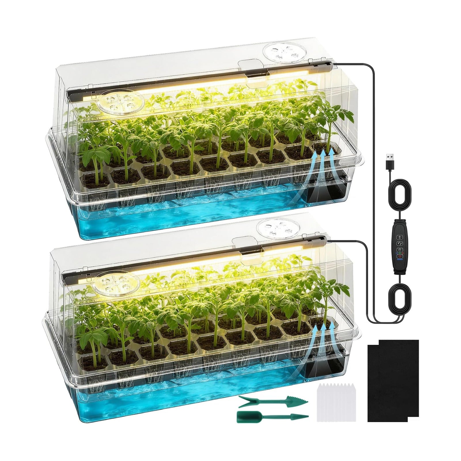72 Cells Seed Starter Tray Self Watering, Seed Starter Kit with Grow Light, Full Spectrum with 5 Dimmable Brightness &