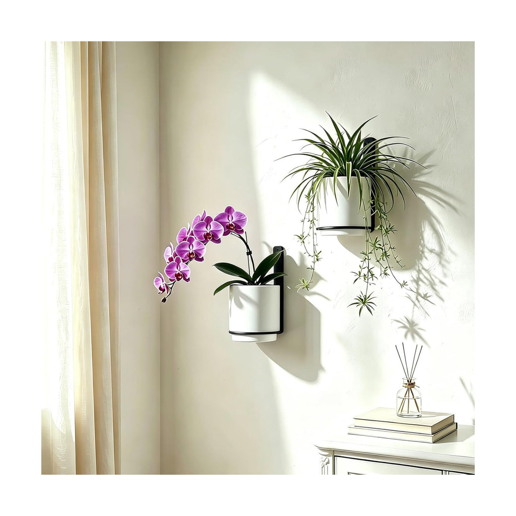 2 Pcs Wall Mounted Hanging Planter Vase for Indoor Outdoor Plants,Modern Metal Wall and Ceiling Hanging Flower Pot with