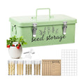 TINSKY Seed Storage Organizer Metal Seed Box with Lid and Locks Seed Saving Bank with 60 Seed Bottles, 30 Plant Labels