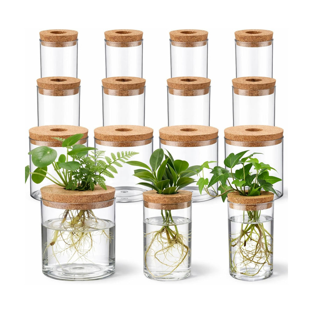 12 Pack Plant Propagation Station with Hole Lid Plant Propagation Jars Plants Plastic Propagations Stations Planter