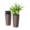 Outsunny 29 Inch Tall Planters for Outdoor Plants Set of 2, Brown | Plastic Flower Pots, DIY Drainage Holes, Stackable
