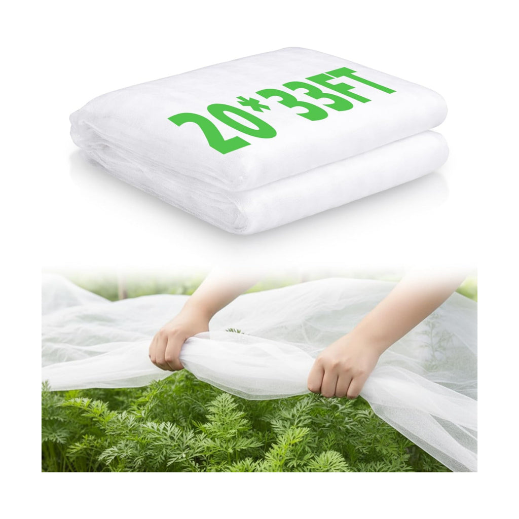 1 Pcs Garden Insect Netting Mesh, White Ultra Fine, 20 X 33 Ft | Pest Barrier for Vegetables, Large Fruits Tree Net