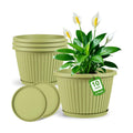10-inch-Planters-for-Outdoor-Plant，Plastic Indoor Flower Pots with Drainage Holes & Saucer，4 Packs Decorative Garden