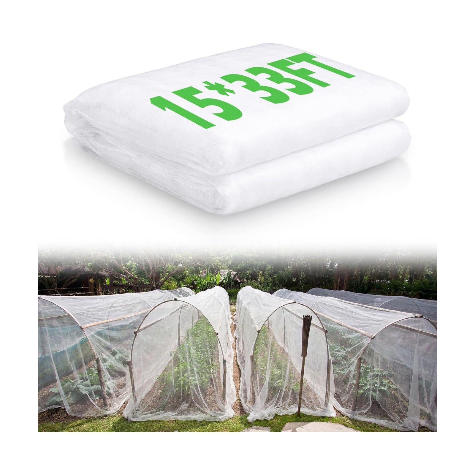 15 x 33 ft Garden Mesh Netting Insect Mosquito Net, White, 1 Pcs | Pest Barrier for Vegetables, Large Fruits Tree Net
