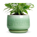 Ceramic Pots for Plants - 7 Inch Planters for Indoor Plants, Round Ceramic Plant Pot with Drainage Hole and Saucer