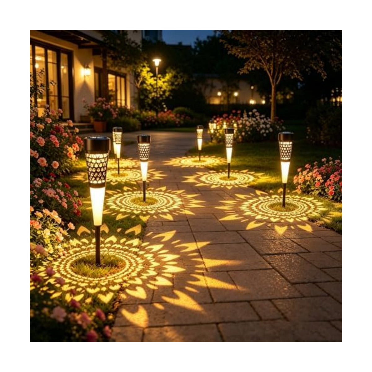 Toodour Solar Lights Outdoor Garden, 4 Pack Solar Pathway Lights Waterproof