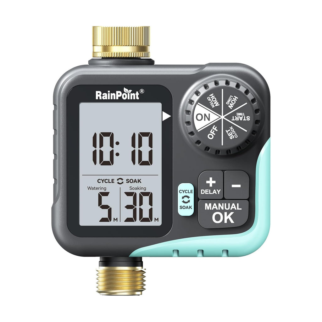 RAINPOINT Sprinkler Timer for Garden Hose - Hose Timer with Cycle & Soak/Rain Delay/Automatic Watering/Manual Watering