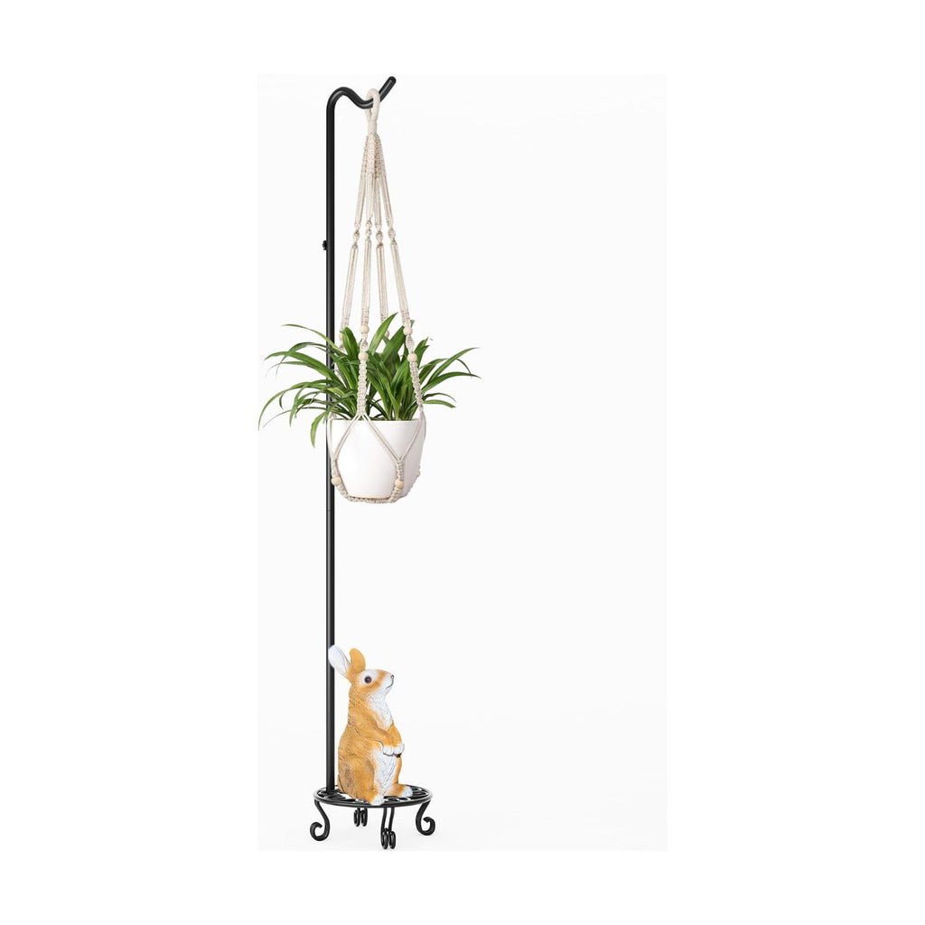 75'' Tall Shepherd's Hook with Base Adjustable Height Indoor Outdoor | Heavy Duty Base,Stable Outdoor Garden Hook,For