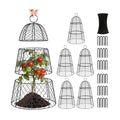 6 Pack Garden Cloche Plant Protectors from Animals, Adjustable 3-Tier Chicken Wire Plant Cages for Outdoor Plants