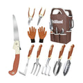 Brown Garden Tools Set 10-Piece, Gardening Gifts for Women Men | Aluminum, Heavy Duty Gardening Hand Tools With